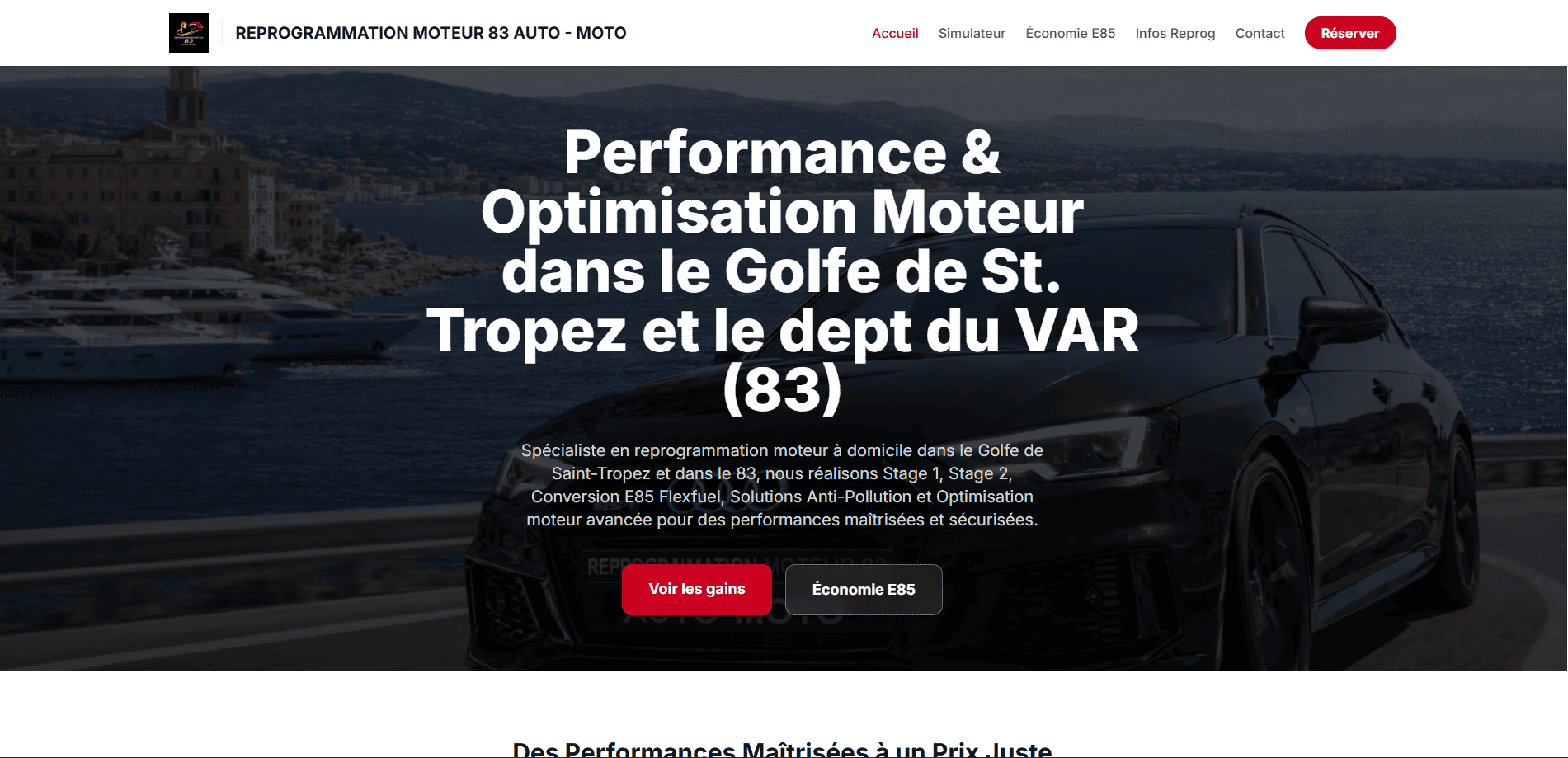 Aperçu du site Reprogrammation Moteur 83